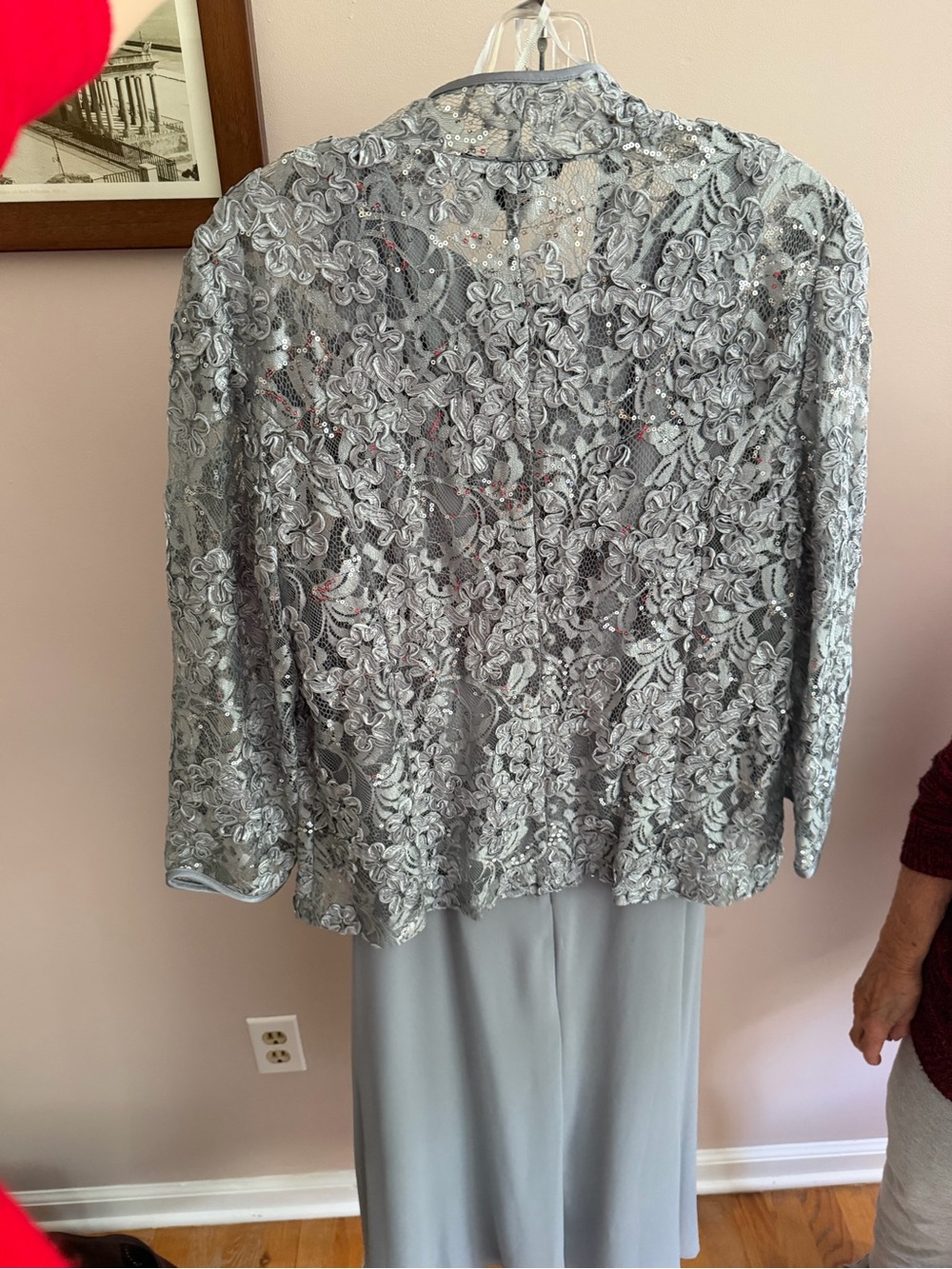 Silver Lace Jacket Dress Set - Picture 4 of 8